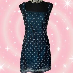 Vintage French Connection Y2K  Embroidered Mesh Overlay Dress Size P6